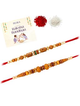 Peora - Multi-Color Thread Bhaiya Rakhis with Greeting Card (Pack of 2)