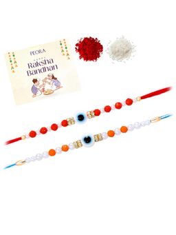 Peora - Evil Eye Thread Bhaiya Rakhi with Greeting Card (Pack of 2)
