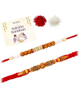 Peora - Multi-Color Thread Bhaiya Rakhis with Greeting Card (Pack of 2)