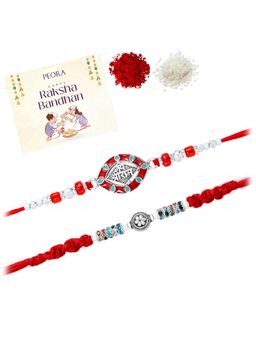Peora - Jai Shree Ram Stone Studded Rakhis with Greeting Card (Pack of 2)