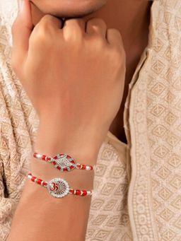 Peora - Multi-Color Om Jai Shree Ram Stone Rakhis (Pack of 2)
