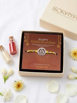Soraya Luxe - 925 Sterling Silver Ganesha Thread Rakhi with Card