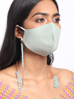 Blueberry - Green 2 Ply Satin Resin Chain Mask (Pack of 2)