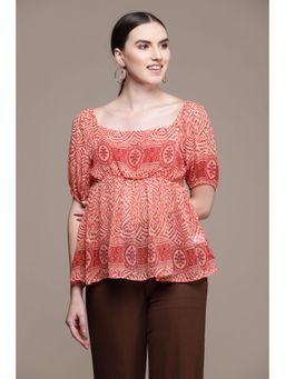 Label Ritu Kumar - Red Printed Top