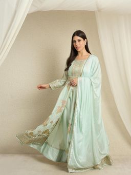 Miss Ethnik - Pista Kurta and Pant with Dupatta Set