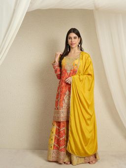 Miss Ethnik - Yellow Kurta and Palazzo with Dupatta Set
