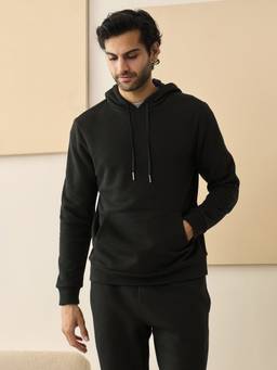 Andamen - Black Men Cotton Blend Gold Finish Hoodie