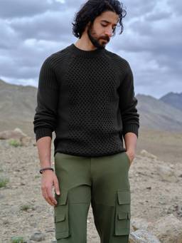 Andamen - Black Cotton Melange Sweater