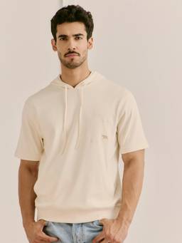 Andamen - Off White Men Pure Cotton Relaxed Fit Hoodie