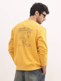 WROGN - Yellow Comfort Fit Placement Printed Sweatshirt