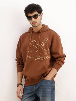 WROGN - Brown Classic Puff Printed Hoodie
