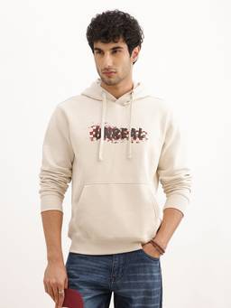 WROGN - Beige Classic Placement Printed Hoodie