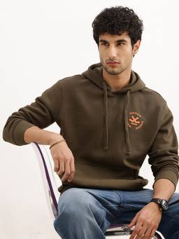 WROGN - Olive Classic Placement Printed Hoodie