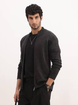 WROGN - Charcoal Regular Zipper Sweater