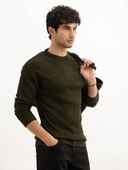 WROGN - Green Regular Fit Knitted Sweater