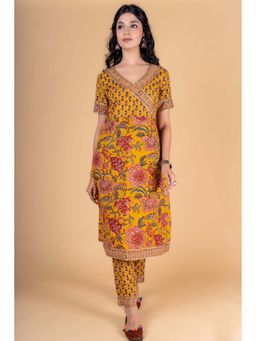 NAVYAS FASHION - Antique Mustard Block Printed Kurta (Set of 2)
