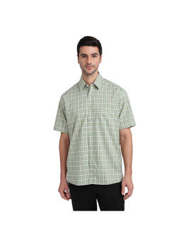 ColorPlus - Medium Green Comfort Fit Half Sleeve Shirt