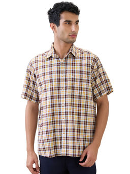 ColorPlus - Medium Brown Comfort Fit Half Sleeve Shirt