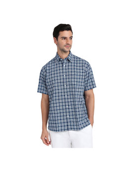 ColorPlus - Dark Blue Comfort Fit Half Sleeve Shirt