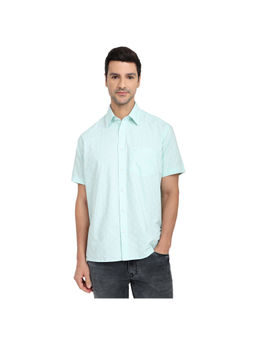 ColorPlus - Medium Blue Comfort Fit Half Sleeve Shirt