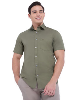 ColorPlus - Dark Green Regular Fit Half Sleeve Shirt