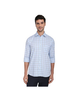 ColorPlus - Medium Blue Regular Fit Full Sleeve Shirt