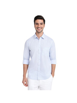 ColorPlus - Medium Blue Regular Fit Full Sleeve Shirt