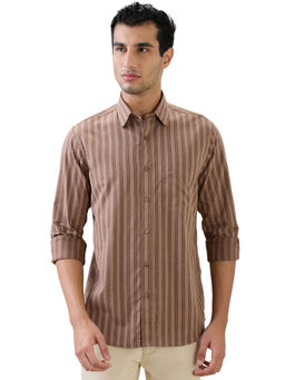 ColorPlus - Dark Brown Regular Fit Full Sleeve Shirt