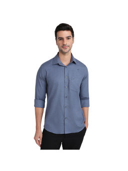 ColorPlus - Medium Blue Regular Fit Full Sleeve Shirt