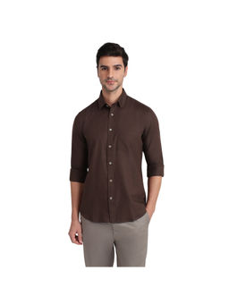 ColorPlus - Dark Brown Regular Fit Full Sleeve Shirt