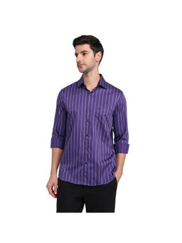 ColorPlus - Dark Purple Regular Fit Full Sleeve Shirt