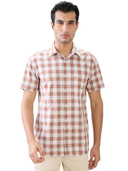 ColorPlus - Medium Brown Regular Fit Half Sleeve Shirt