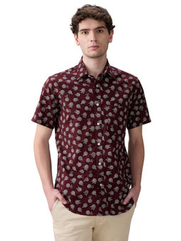 ColorPlus - Dark Brown Regular Fit Half Sleeve Shirt