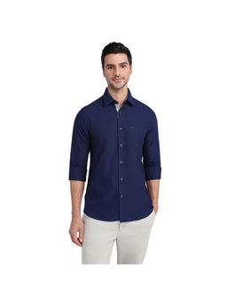 ColorPlus - Dark Blue Slim Fit Full Sleeve Shirt