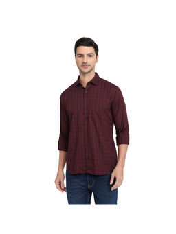 Park Avenue - Dark Maroon Slim Fit Full Sleeve Shirt