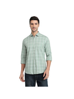 Park Avenue - Medium Green Slim Fit Full Sleeve Shirt