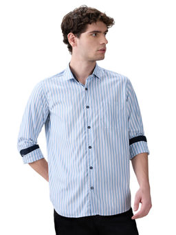 Raymond - Medium Blue Regular Fit Full Sleeve Shirt