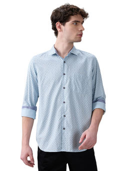 Raymond - Medium Blue Regular Fit Full Sleeve Shirt