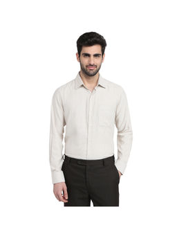 Raymond - Medium Beige Contemporary Fit Full Sleeve Shirt