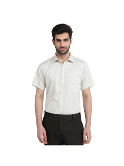 Raymond - Light Off White Regular Fit Half Sleeve Shirt