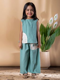 Readiprint - Girls Embroidered Cotton Blend Sleeveless Co-Ord Set