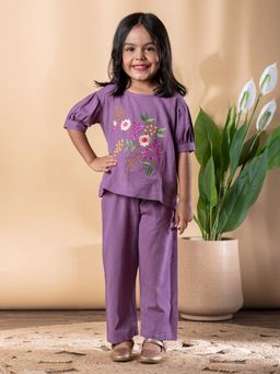Readiprint - Girls Embroidered Cotton Blend Half Sleeves Co-Ord Set