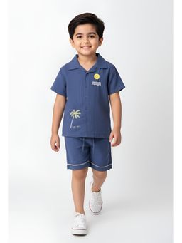 Bella Moda - Boys Embroidered Cotton Half Sleeves Shirt with Shorts
