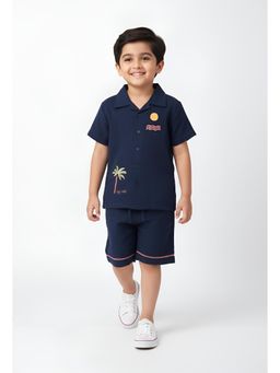 Bella Moda - Boys Embroidered Cotton Half Sleeves Shirt with Shorts