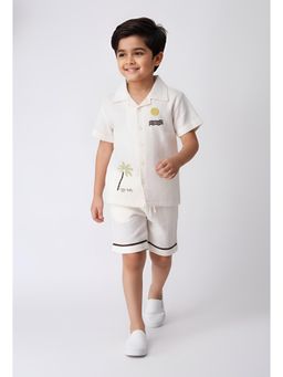 Bella Moda - Boys Embroidered Cotton Half Sleeves Shirt with Shorts
