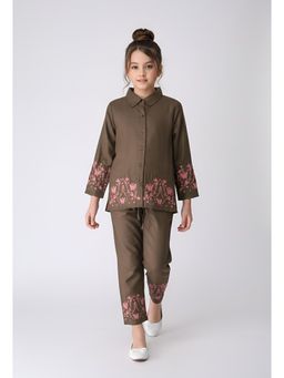 Bella Moda - Girls Embroidered Cotton Full Sleeves Co-Ord Set