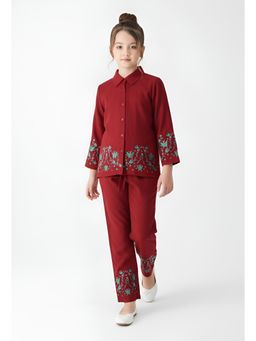 Bella Moda - Girls Embroidered Cotton Full Sleeves Co-Ord Set