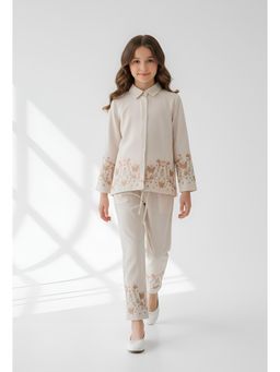 Bella Moda - Girls Embroidered Cotton Full Sleeves Co-Ord Set