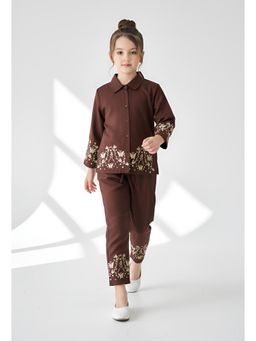 Bella Moda - Girls Embroidered Cotton Full Sleeves Co-Ord Set