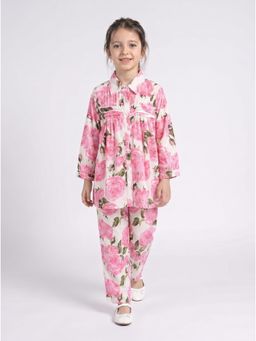 Bella Moda - Girls Floral Cotton Full Sleeves Co-Ord Set